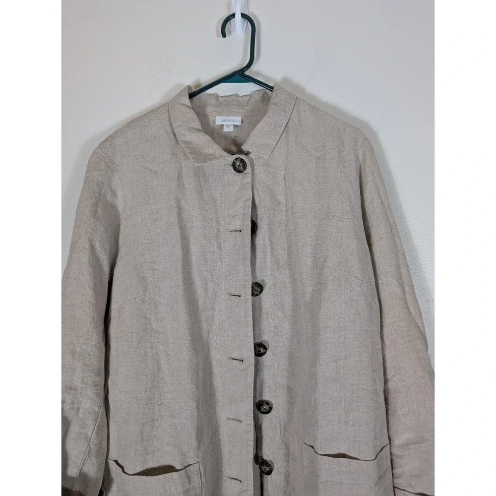 J. Jill Lightweight Linen Long Sleeve Coat in Beige Size XL Unlined - Picture 3 of 10